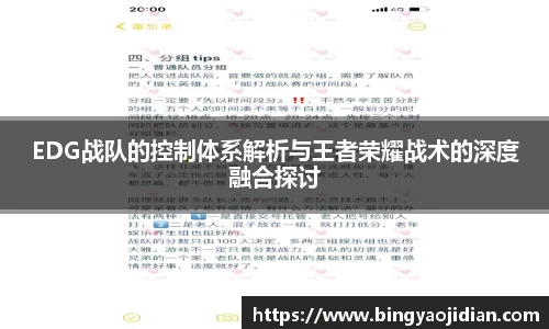 EDG战队的控制体系解析与王者荣耀战术的深度融合探讨